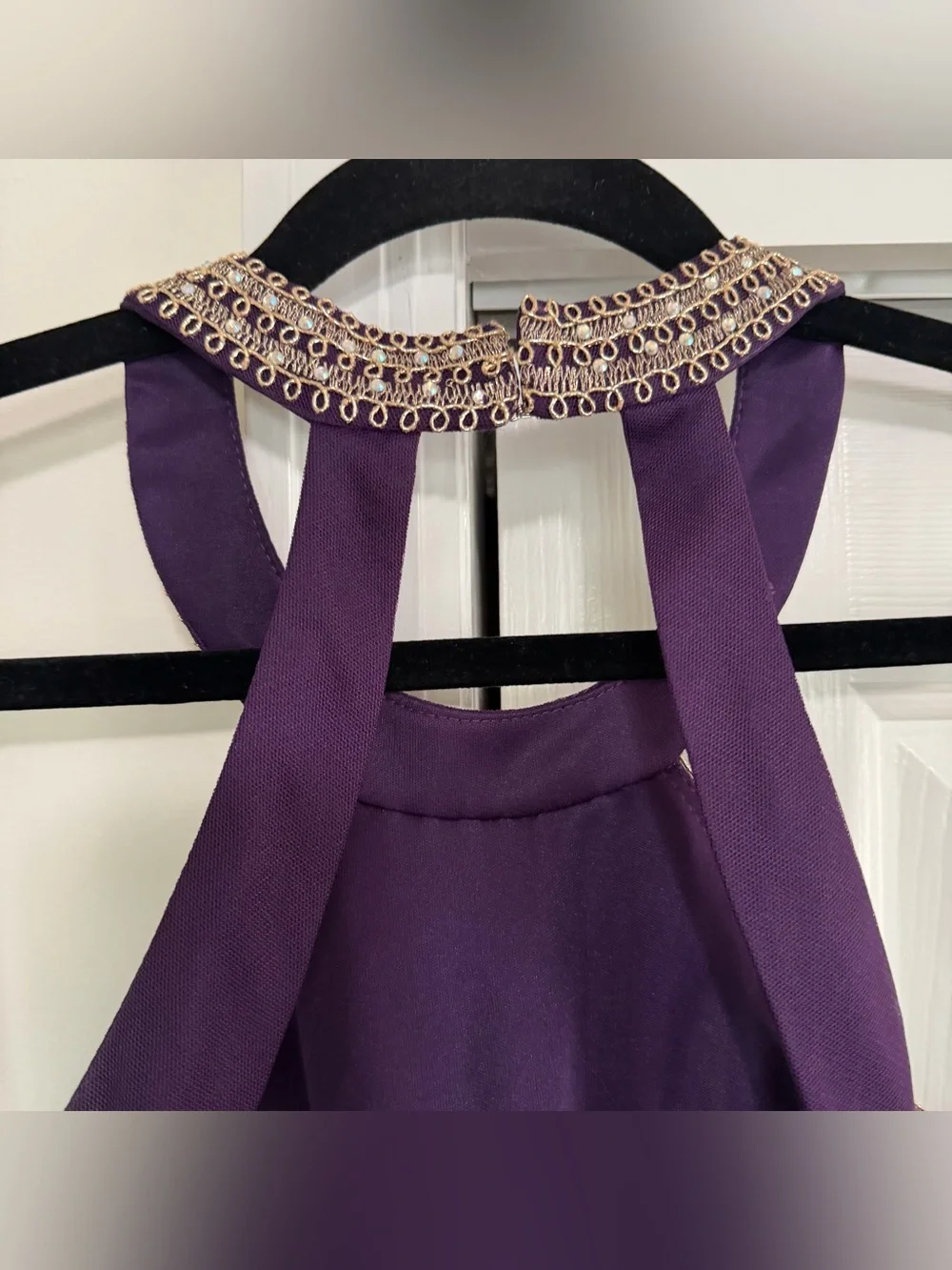 Blondie Purple Gold Trimmed Halter Neck Cocktail Homecoming Dress NWT Size 11